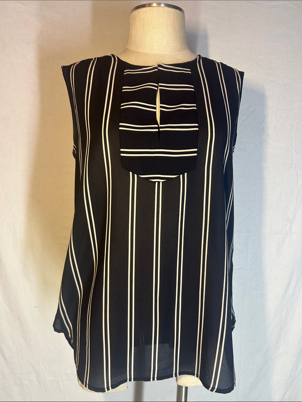 J. Crew Black and White Striped Sleeveless Camisole